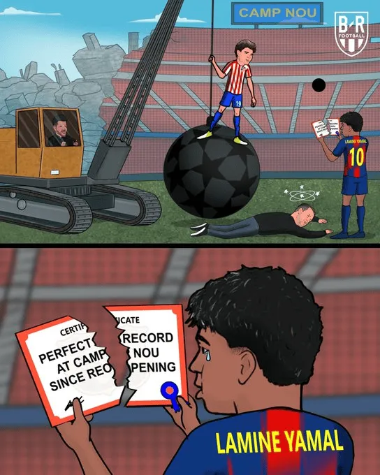 巴萨0-2马竞全场数据：射门数18-5，控球率58%-42%